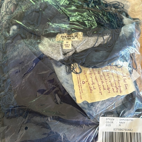 One World Blue Washed 3/4 Long Sleeve Light Knit Sweater With Scarf M - Picture 2 of 2